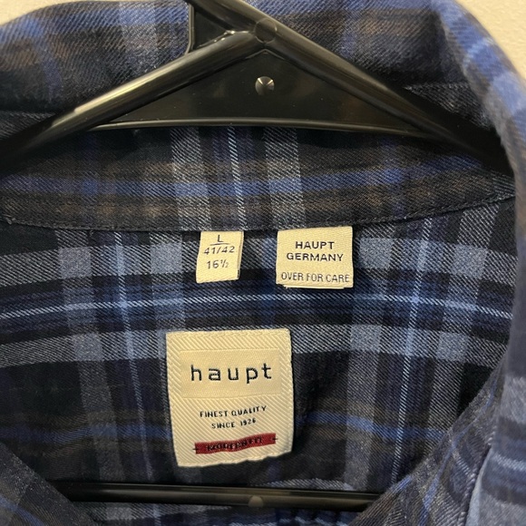 HAUPT Men’s blue and black flannel from Germany! - Picture 2 of 2